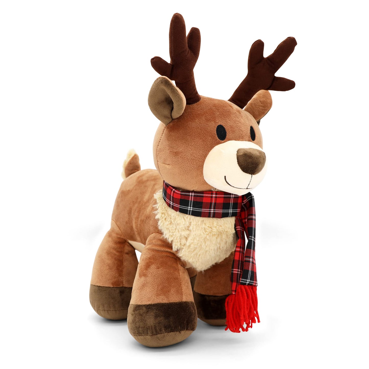 Plushible Plush Reindeer Stuffed Animal - Holiday Deer Characters With Antlers Toy For Girl, Boy, Baby, And Toddler - Christmas