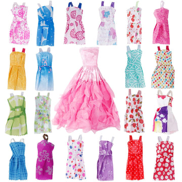 Janyun Dolls Accessories,114Pcs Doll Clothes Party Gown Outfits Set For Doll And Girl Dolls Dresses Accessories Shoes Bags Necklace Mirror Hanger Tableware Stocking Stuffers