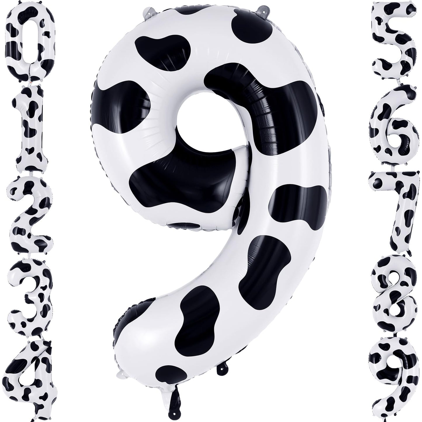 Cow Print Number 9 Balloon, Large 40 Inch Cow Number Birthday Balloons, Foil Mylar Number 9 Balloons For 9 Year Old Birthday Par