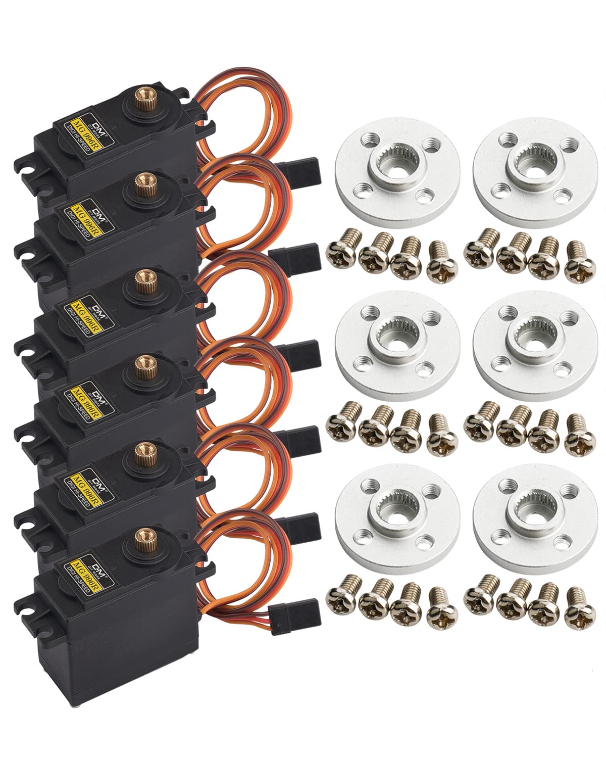 Diymore [ Full Brass Gear 6 Pack Mg996R Gear Torque Digital Rc Servo Motors High Torque Gear Servo For Jr Rc Helicopter Car Boat