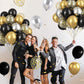 Paready Black And Gold Balloons Latex Balloons, 60 Pcs 12 Inch Silver Gold Confetti Balloons With Ribbons For Birthday Graduatio