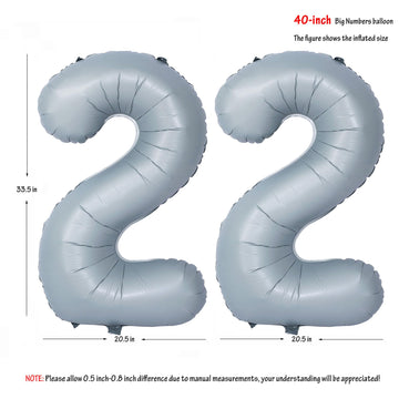 40 In Matte Gray Number Balloons Helium Foil Mylar Balloon Birthday Party Banquet Decoration 22