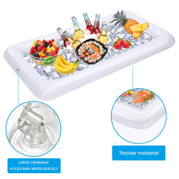 Jxzdle 3 Pack Inflatable Ice Serving Bar Pool Party Buffet Drink Cooler Floating Ice Tray Food Drink Containers For Summer Parti