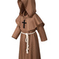 Kids Medieval Renaissance Monk Costume Priest Friar Wizard Cloak Hooded Robe Cosplay Costume Belt Necklace Set(BW 120)