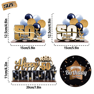 Lingteer Happy 50Th Birthday Gold Acrylic Table Topper Centerpieces Set - Cheers To Fifty Years Old Birthday 50Th Bday Party Gift Decorations.