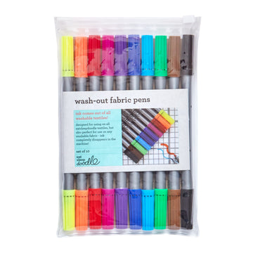eatsleepdoodle Original Doodle Washable Markers for Kids (Classic Colors: Pack of 10) Double-Ended Felt Tip Fabric Markers