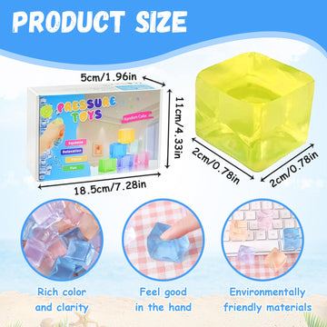 24 Pcs Fidget Stress Balls Bulk  Squeeze Sensory Toys  Mini Ice Cube Stress Balls Toy Age 5 to mature-themed Birthday Christmas