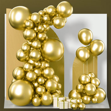 Partywoo Metallic Gold Balloons, 85 Pcs Gold Metallic Balloons Different Sizes Pack Of 18 Inch 12 Inch 10 Inch 5 Inch Gold Balloons For Balloon Garland Or Balloon Arch As Party Decorations, Gold-G101