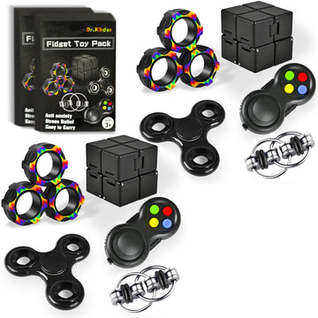 Dr.Kbder 5Pcs Fidget Toys Adults Set, Autism Sensory Pack With Figette Cube Magnetic Rings Pad Adhd Stress Relief For Kids Teen, Cool Gadget Desk Spinner Christmas Stocking Stuffer