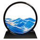 Hyugf 12'' Moving Sand Art Picture Ocean Decor - 3D Deep Sea Sandscape Liquid Motion, Round Glass Frame Display Flowing Sand Rel