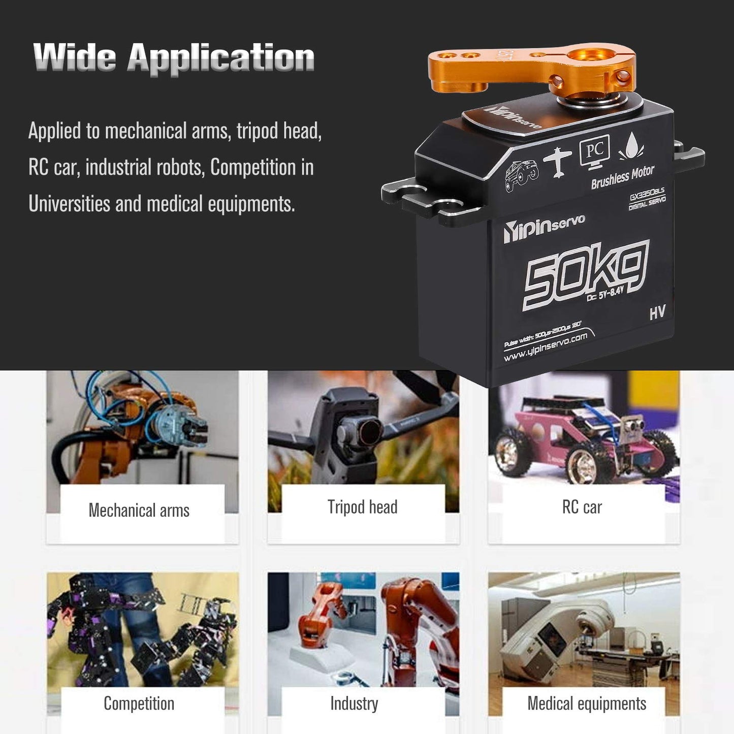 GoolRC Digital Servo GX3370BLS 70KG IP67 Waterproof Steering Servo 180 Full Metal Body Stainless Steel Gear Brushless Motor Serv