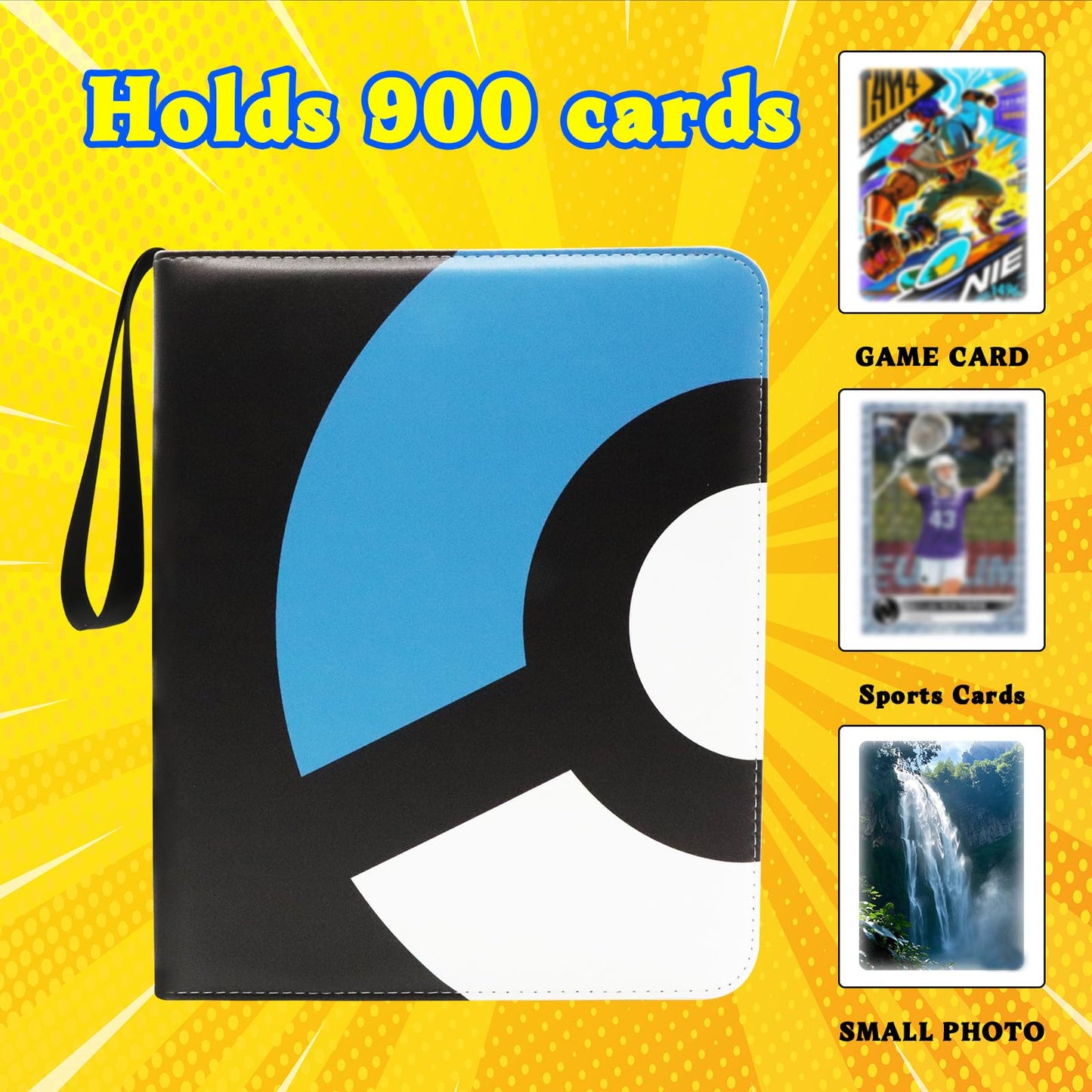 Card Binder 9-Pocket  900 Pockets Fashion Design Trading Card Holder for Sports Card enhanced Card Book Sturdy Card Holder (Blue  900 Card)
