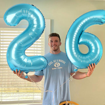 Pearlescent Blue 2 Balloon, Number Balloons 40 Inch, 2Nd Balloon Number Birthday Decorations, Second Two Birthday Party Supplies