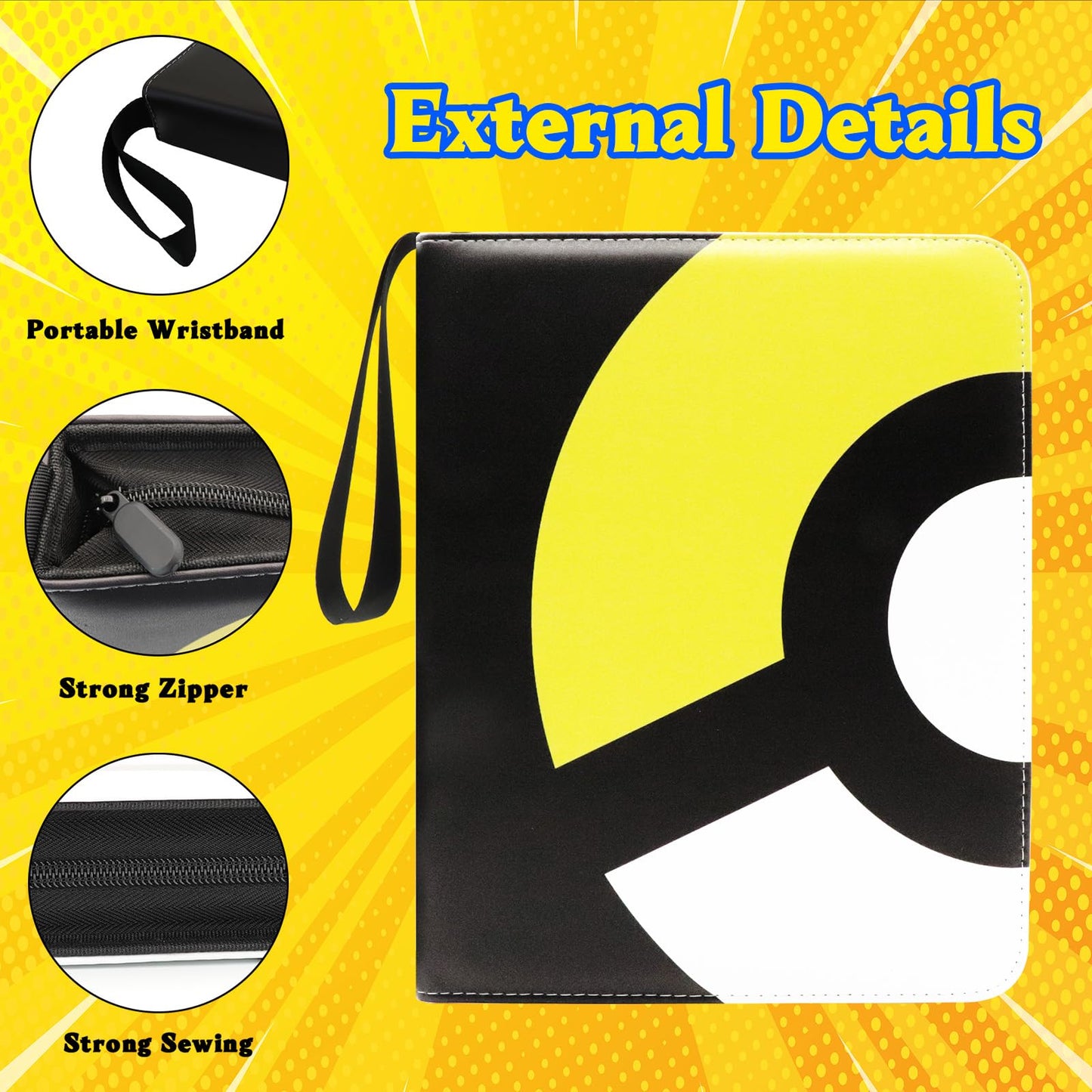 Card Binder 9-Pocket, 900 Pockets Fashion Design Trading Card Holder For Sports Card Premium Card Book Sturdy Card Holder (Yello