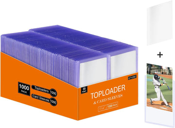 Qtyord 2000Pcs Clear Top Loaders For Cards (1000Pcs Hard Plastic Card Holders & 1000Pcs Card Sleeves) 3 X 4 Toploaders, Card Pro