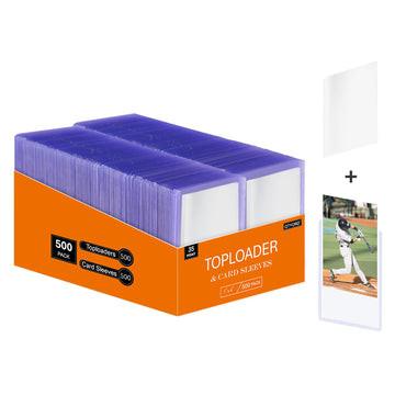 Qtyord 1000Pcs Clear Top Loaders For Cards (500Pcs Hard Plastic Card Holders & 500Pcs Card Sleeves) 3 X 4 Toploaders, Card Prote