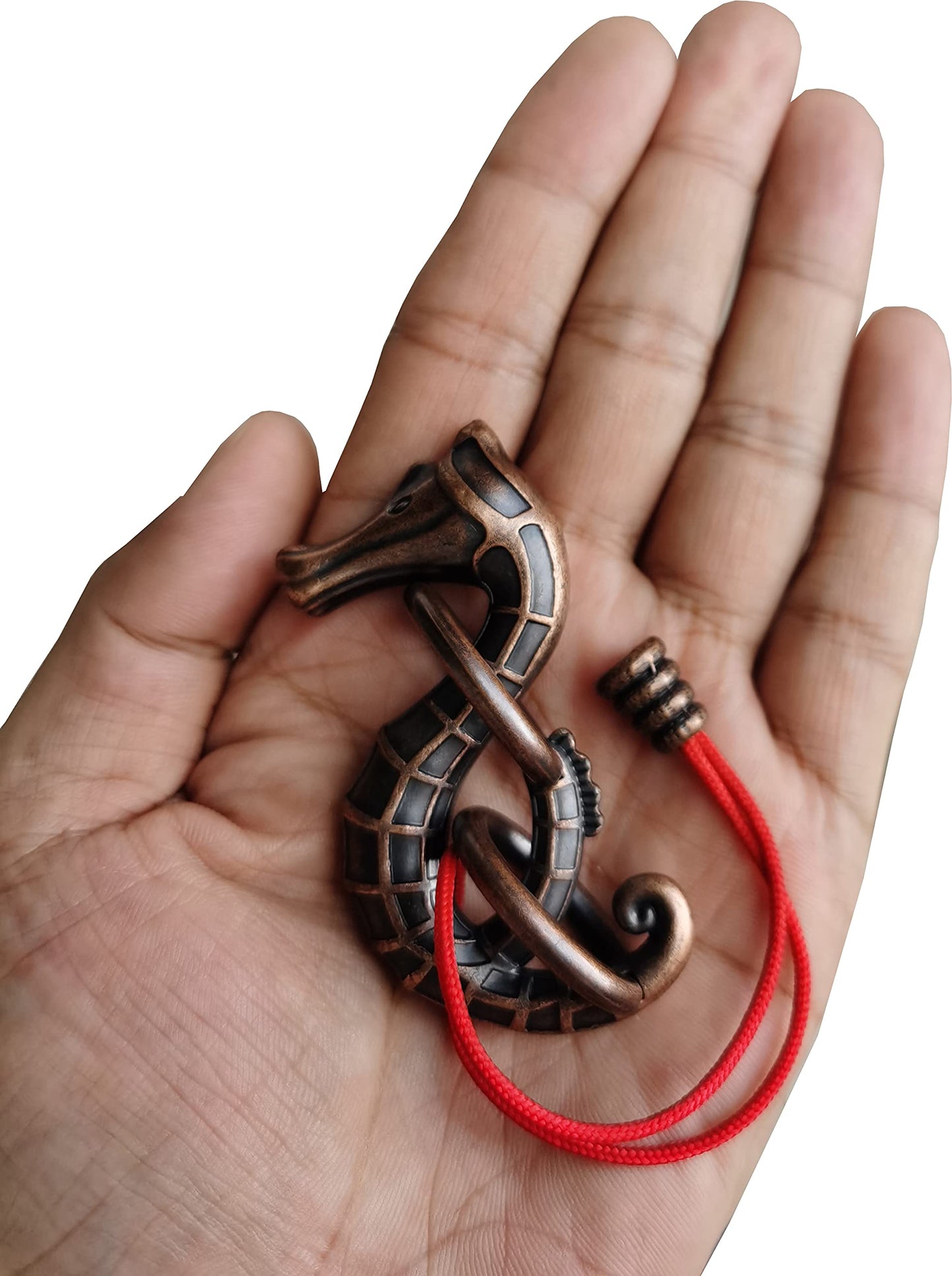 GINFH Cast Metal Brain Teaser Puzzle - Seahorse & Rope, Zinc Construction, Intellectual Toy for Exploration and Thinking
