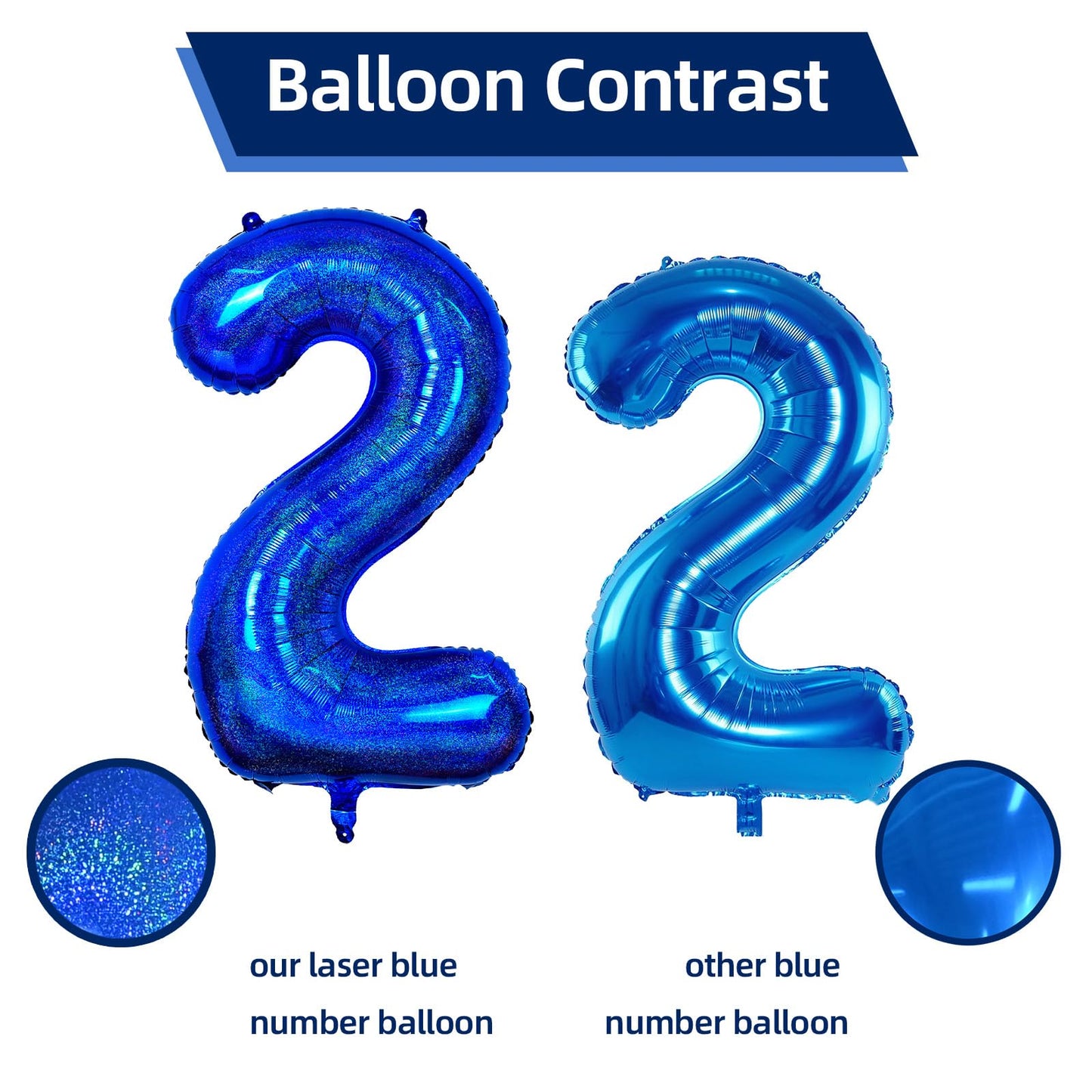 Number 2 Balloon 40 Inch, Dark Blue Big Number Balloon, Giant Foil 2 Balloons Number, Helium 2Nd Birthday Balloons For Kids Boys