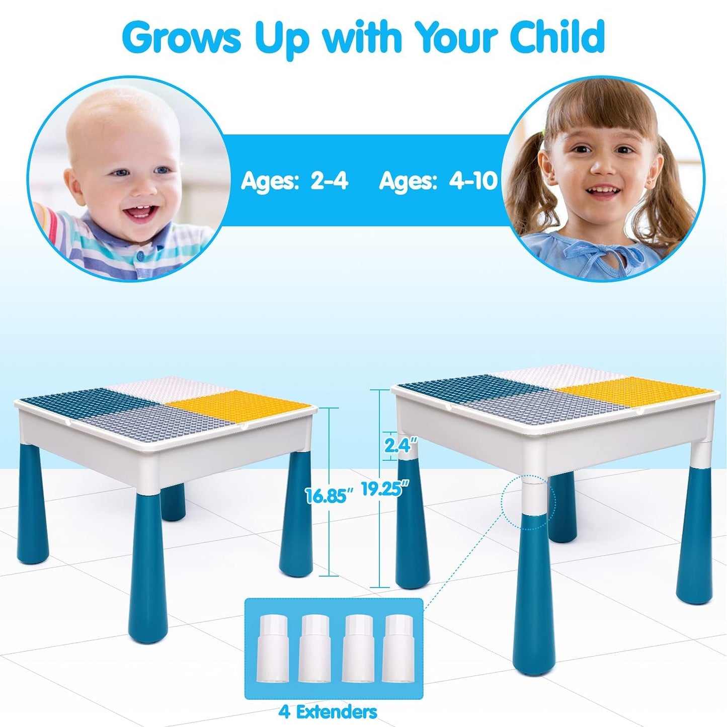 OCATO Kids Activity Table Set with 152Pcs Marble Run Blocks, Multicolor, Size 230, Model 1081, STEM Toys for Ages 3-6