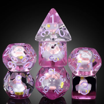 Purple Car Dice Set D&D, DNDND Resin 7 DND Die with Velvet Pouch for Dungeons and Dragons D&D Rolling Games and Tabletop Games(P