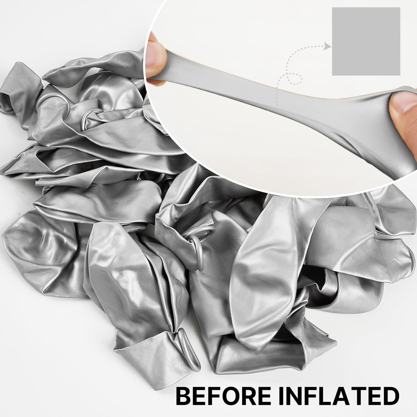 PartyWoo Metallic Silver Balloons - 140 pcs Pack in 18", 12", 10", 5" Sizes, Rubber Material, Perfect for Party Decorations, Silver-G102