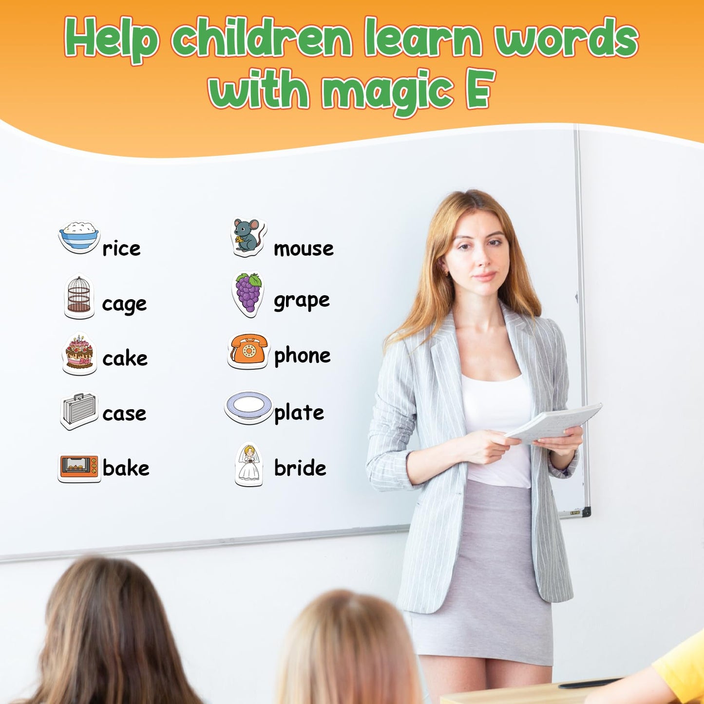 Kasfalci Magic E Word Games,Phonics Games,50 Magnetic Foam Objects,Fridge Magnets For Kids,Speech Therapy Toys For Toddler,Learn