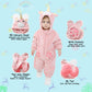 Lolanta Baby Girls Unicorn Costume, Infant Romper, Toddlers Fleece Hooded Jumpsuit, Cute Pink Bodysuit (Pink, 18-24 Months)