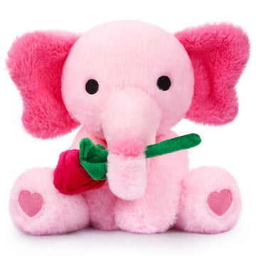 Jizwpoom Valentines Day Plush Toy, Valentines Elephant Stuffed Animals, 14In Valentines Day Plushies Pink Rose Elephant Plush, P