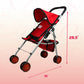 The New York Doll Collection My First Doll Stroller with Basket, Foldable Doll Stroller (Red Quilted)
