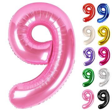 Pink Number 9 Balloon 40 Inch, 9 Balloon Number, 9Th Birthday Decorations, Pink Party Supplies For Boys Girls