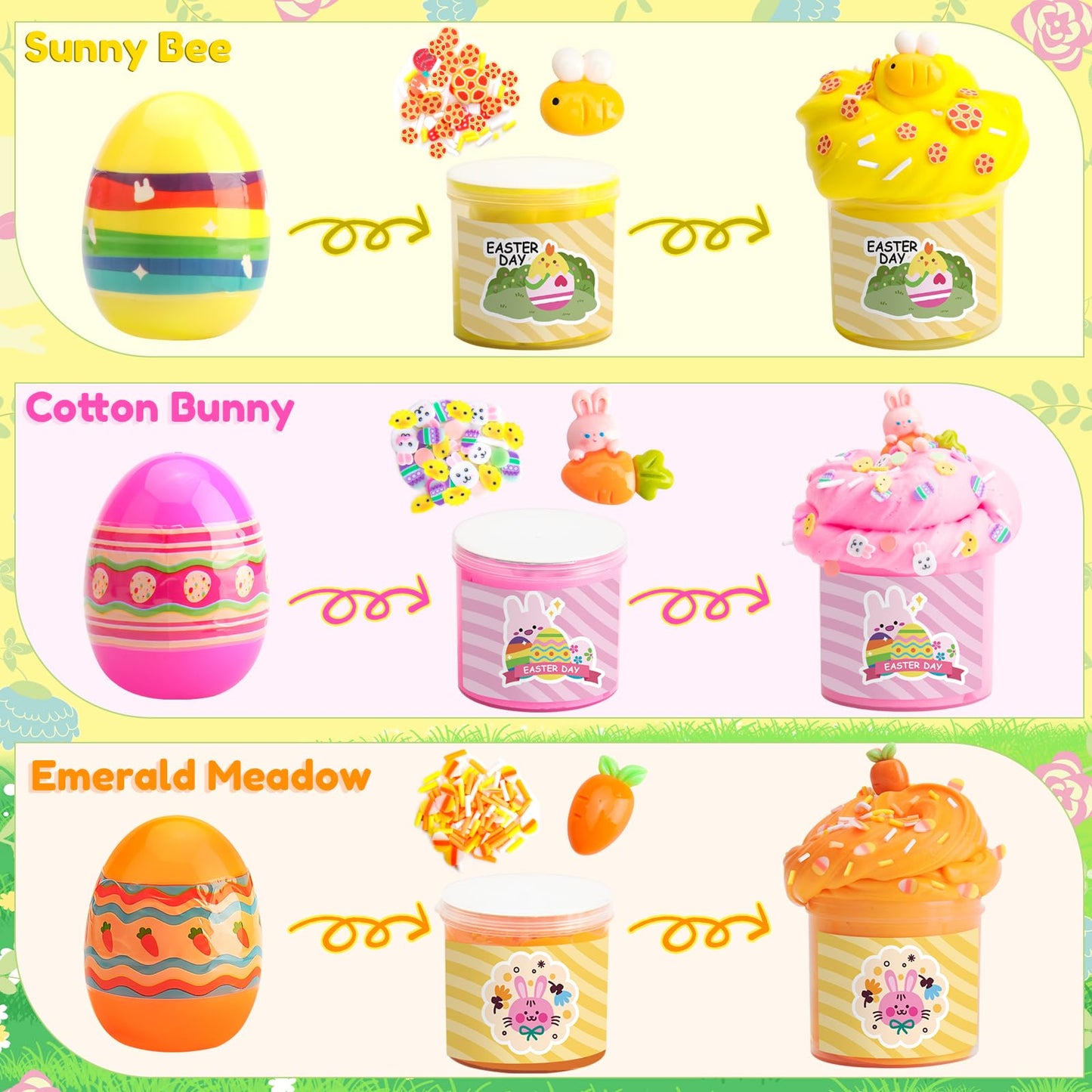Prefilled Easter Slime Eggs With Butter Slime & Charms - Perfect For Kids Easter Party Favors,Egg Hunt, Basket Stuffers & Classr