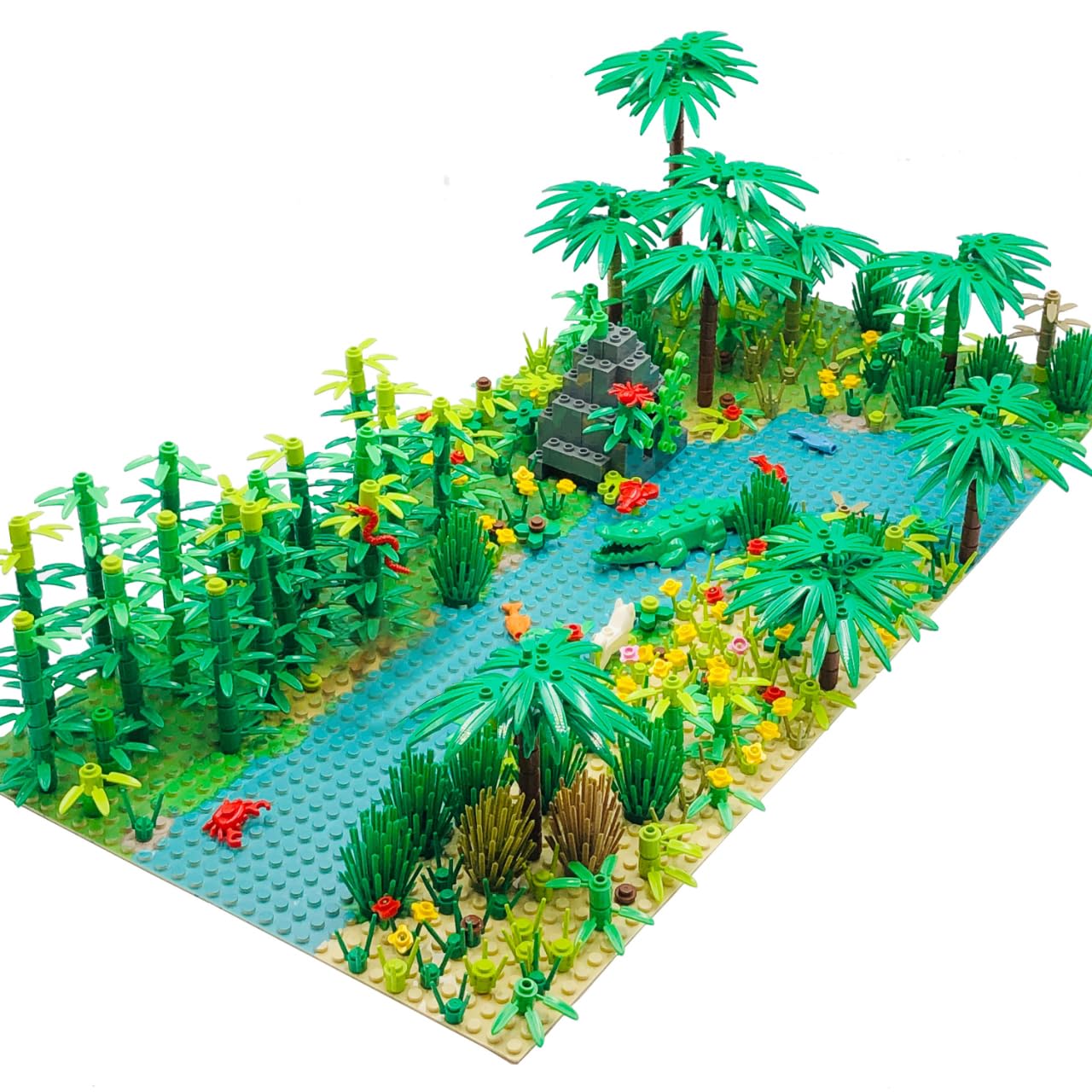 Forest Garden Building Sets Parts Plants Trees Flowers Scenery Accessories Animals Building Bricks Toy Set for Boys Girls Kids 6+ Gifts(2 Pieces 10 Base Plates)