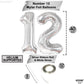 Giant, Silver 12 Balloon Number Foil - 40 Inch | 12 Birthday Balloon For 12Th Birthday Decorations For Girls | Number 12 Balloon, 12 Birthday Decorations Boy | 12 Year Old Birthday Party Decorations