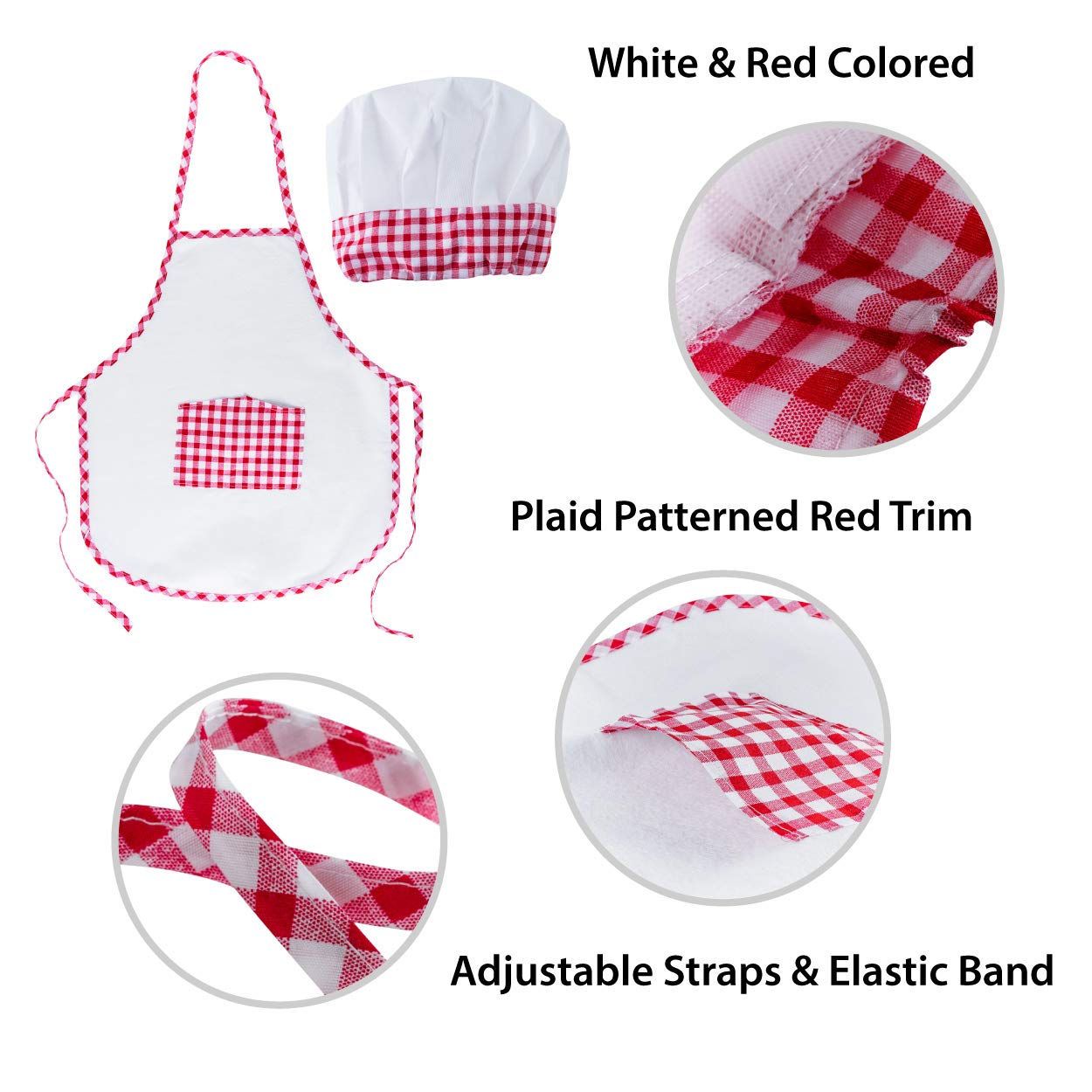 Super Z Outlet 12pc Set Complete Kids Cooking and Baking Apron With Pocket and Chef Hat Dress Up Set, Red Chef Costume for Caree