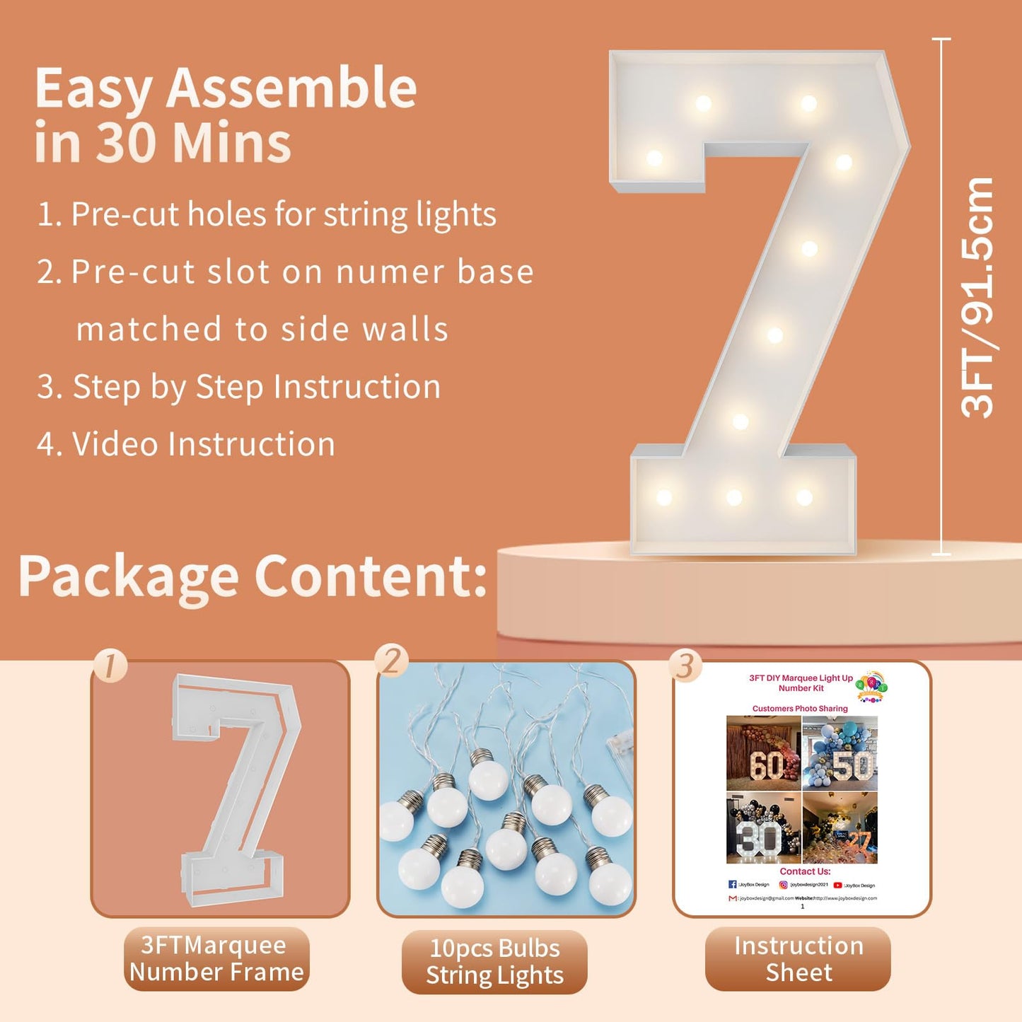 3Ft Light Up Numbers, Mosaic Numbers For Balloons, Marquee Light Up Letters, Giant Mosaic Balloon Number 7 For 17Th Birthday Dec