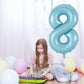 8Th Birthday Number Balloons For Kids, 40 Inch Foil Number 8 Balloons Baby Pastel Blue, Helium Large Self Inflating Mylar 8 Ball