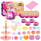 Auney 45PCS Tea Party Set Toys for Girls, Tin Unicorn Tea Set Pretend Play Toy Gifts for Little Girls Age 3-6, Kids Girls Toys G