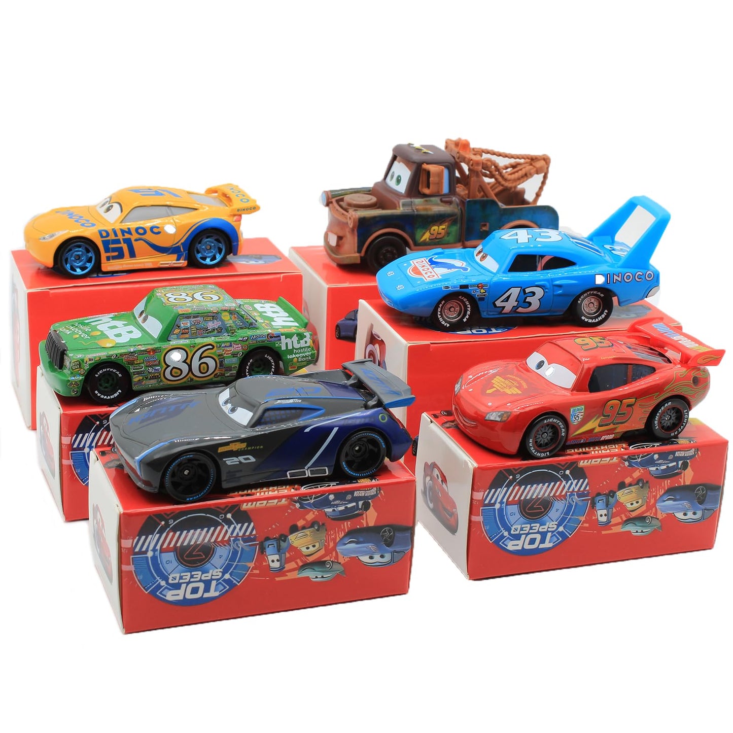 Iyzevk 6 Pcs Car Toys, Car Movie Die-Cast Toy Car Set, 1:55 Ratio, Birthday Gifts For The Kids (6 Pieces)