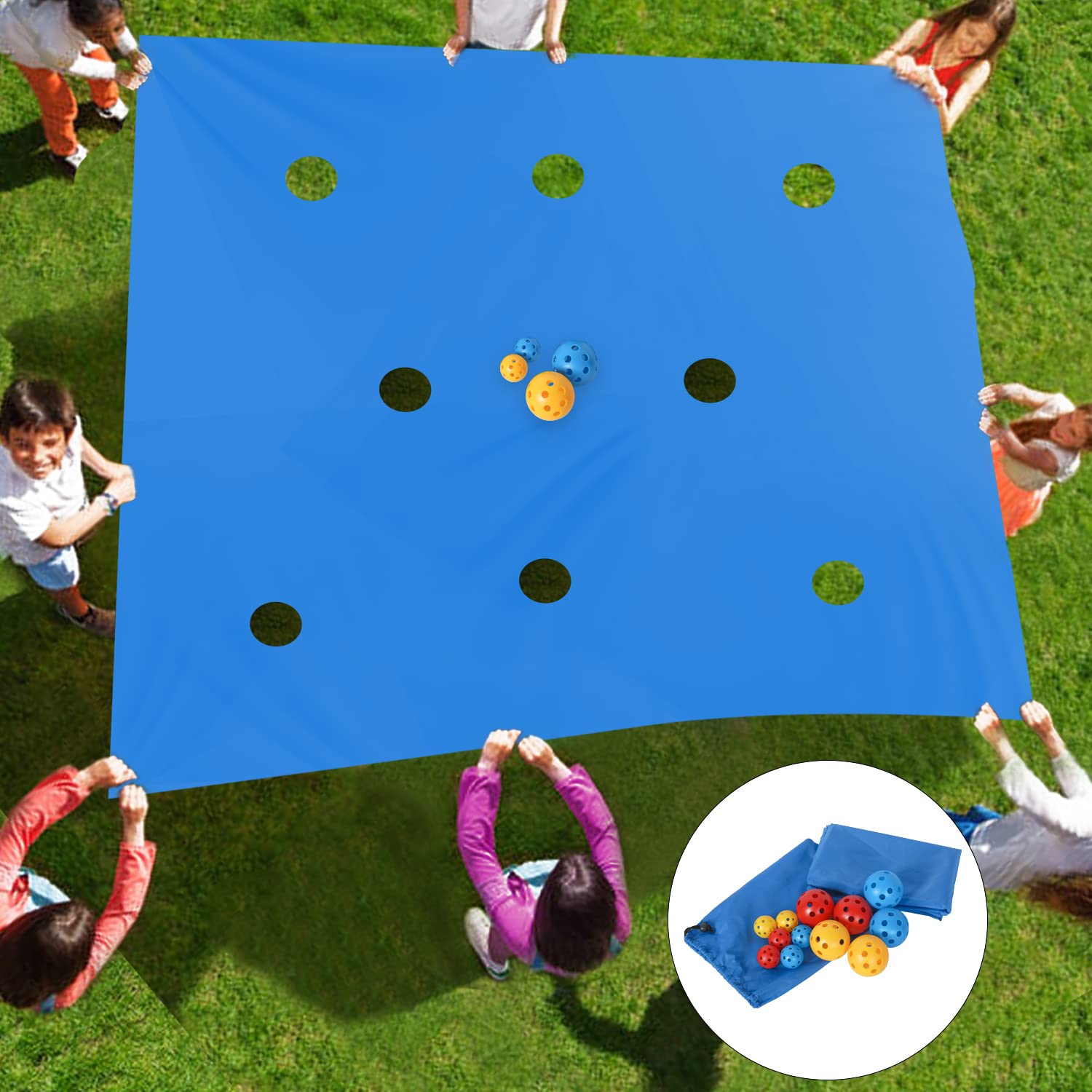 Sonyabecca Hole Tarp Team - Blue Building Game Props Outdoor Fun Equipment - Passing & Dribbling - 98''L x 71''W