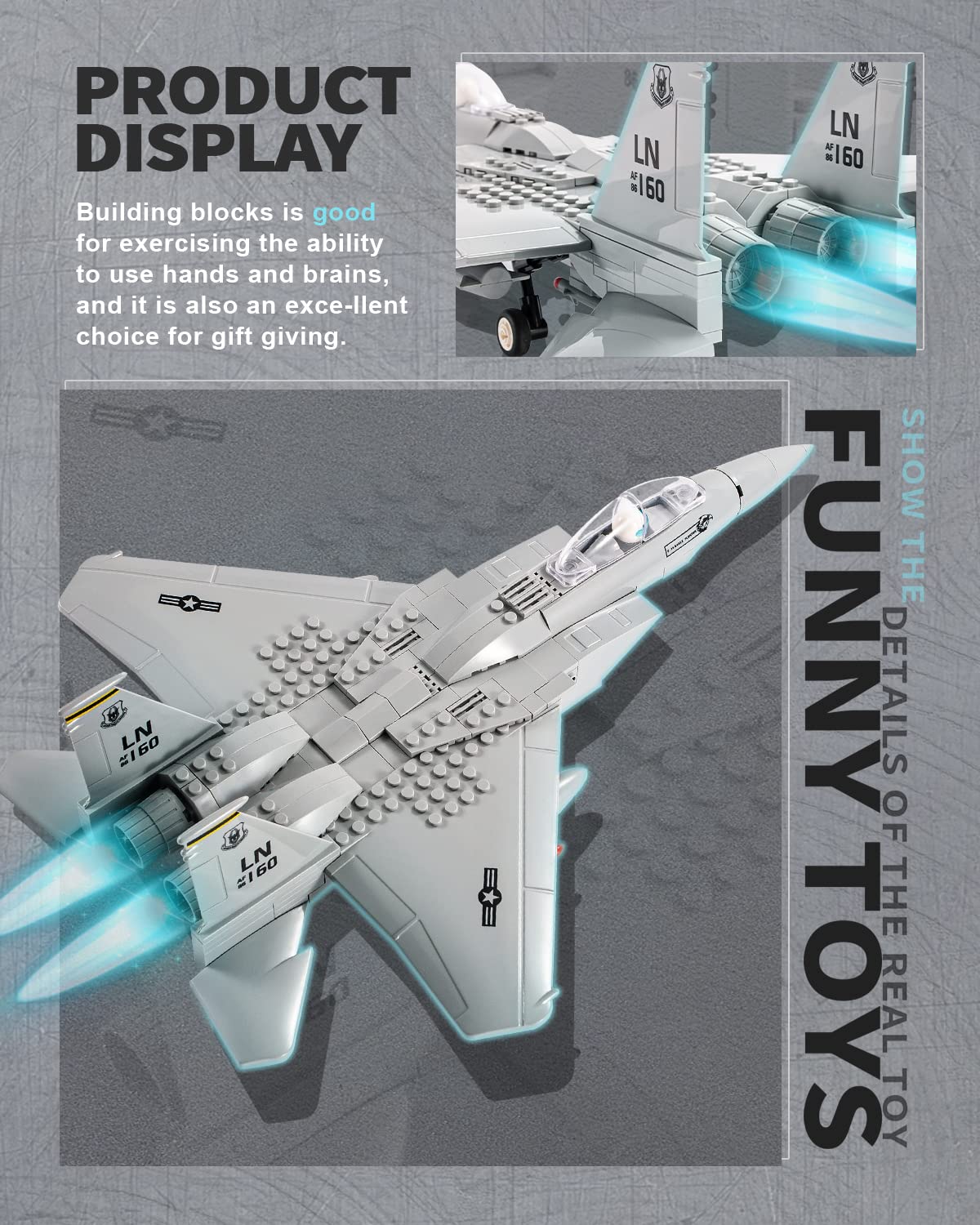 dOvOb F-15 Eagle Fighter Jet Building Blocks Set, 270 Pieces, Plastic, Assorted Colors - Military Plane Toy for Kids & Adults