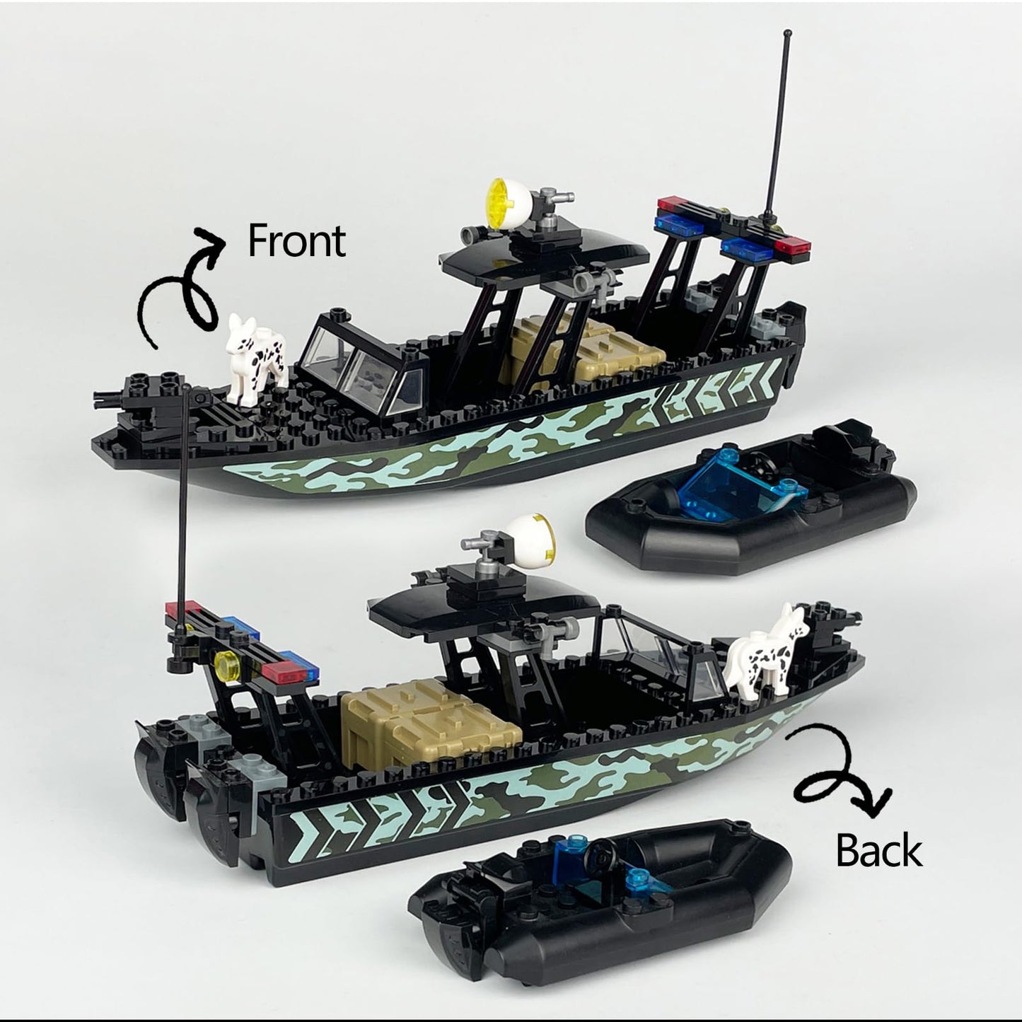 JQARCH City Police Speed Boat Building Blocks Set, 70PCS Plastic Rescue Boat, Compatible with Lego, Fun Gift for Kids
