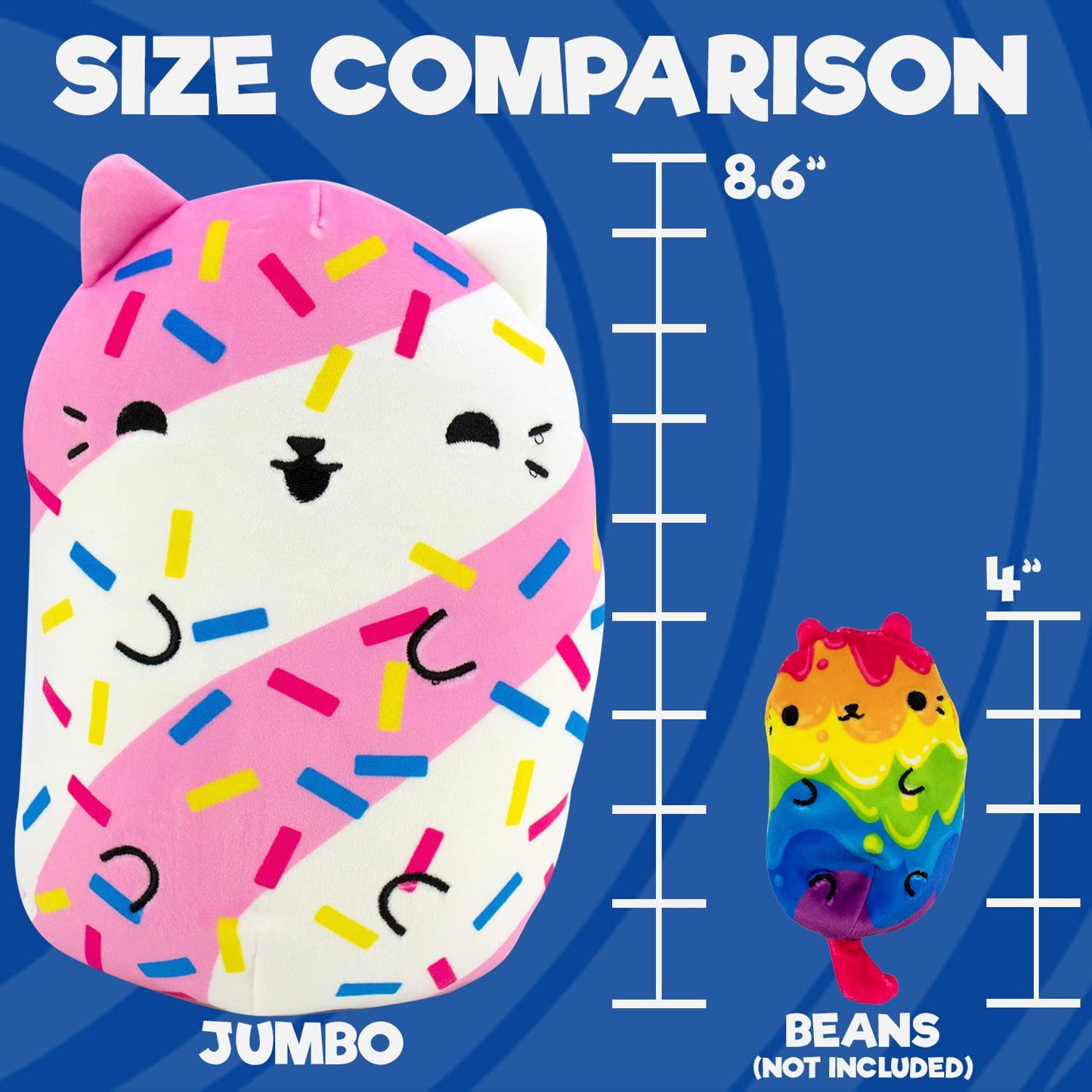 Cats vs Pickles Jumbo Pawberry Twist 8" Plush Bean-Filled Stuffed Animal - Multicolor, Super Soft for Kids - Model V1068