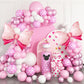 Pink Mouse Balloon Garland Arch Kit For Cartoon Mouse Theme Birthday Party Decorations Girl Kids, Pink White Rose Red Bow Foil Balloons For Mouse Baby Shower Decorations