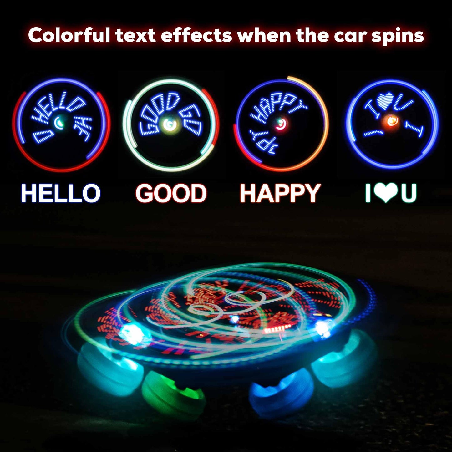 RC Stunt Car Double Sided roll,360Rotating Teton Remote Control Car-LED Headlights and Colourful Light Wheels,All Terrain,Rechar