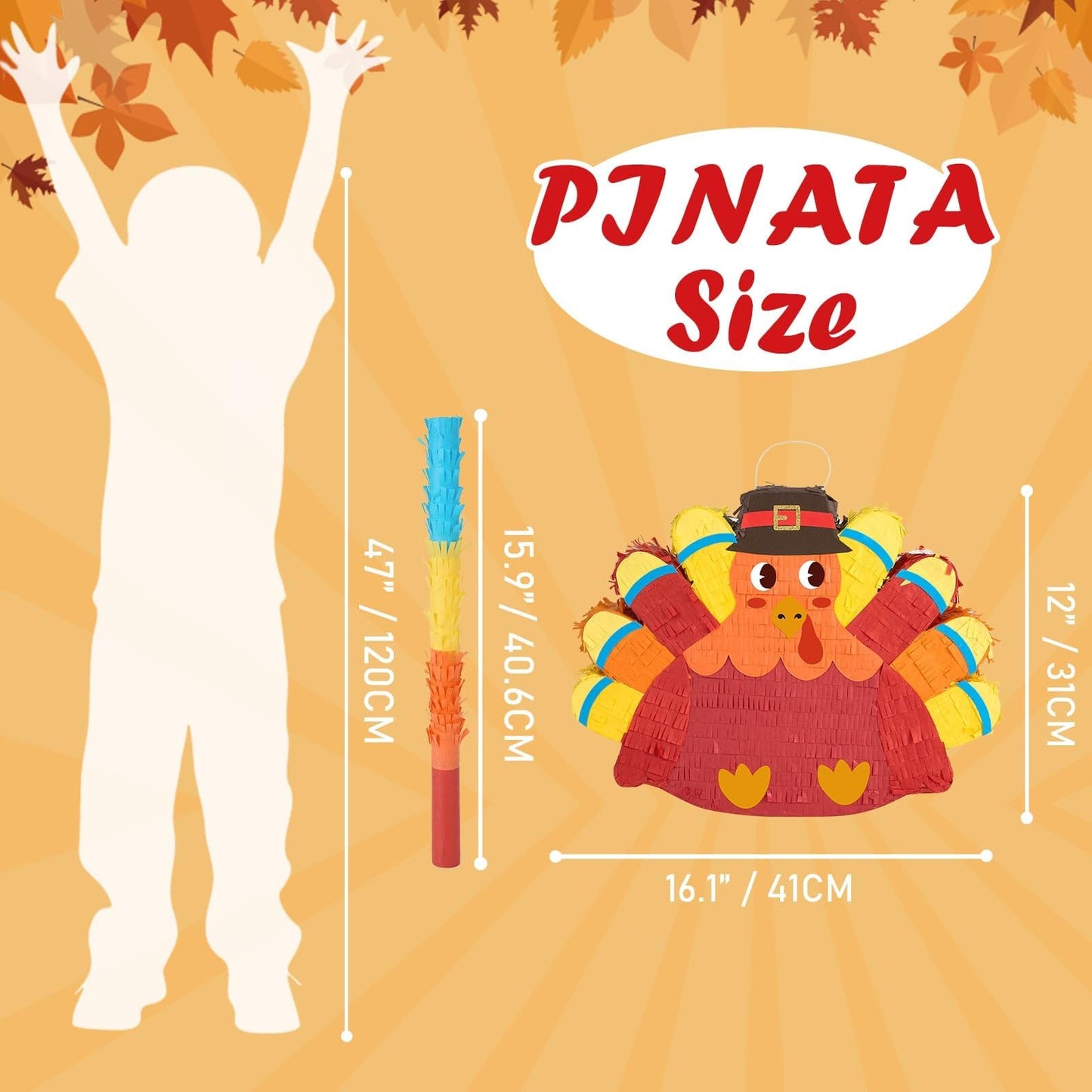 WERNNSAI Thanksgiving Turkey Pinata - Fall Decorations Red Turkey Pinata Thanksgiving Games for Kids Fall Festival Autumn Decor
