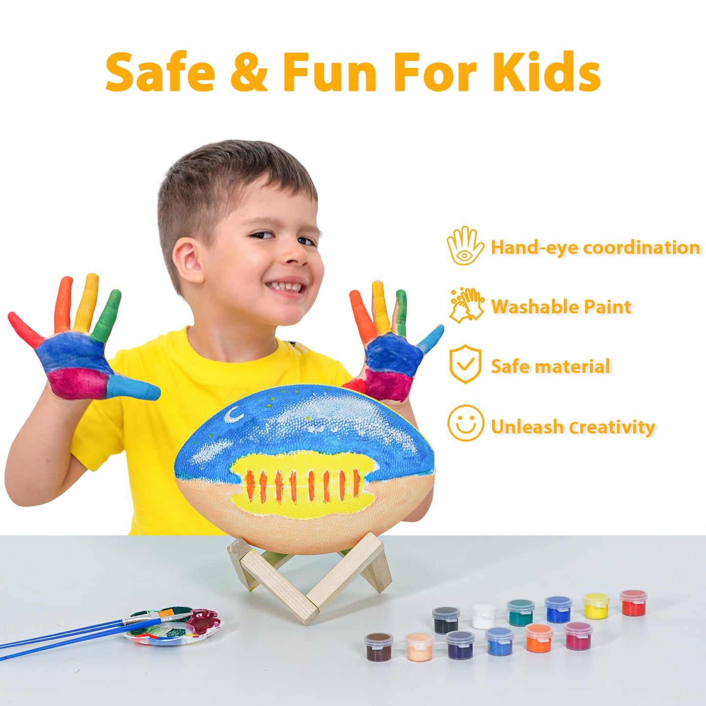 Minleway Paint Your Own Football Lamp Kit,9.6 Inch 16 Colors Night Light Toys for Girls Boys,Arts & Crafts Kit Art Supplies,Arts