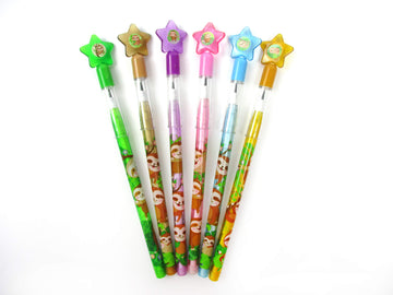 TINYMILLS 24 Pcs Sloth Multi Point Stackable Push Pencil Assortment with Eraser for Sloth Birthday Party Favor Prize Carnival Go