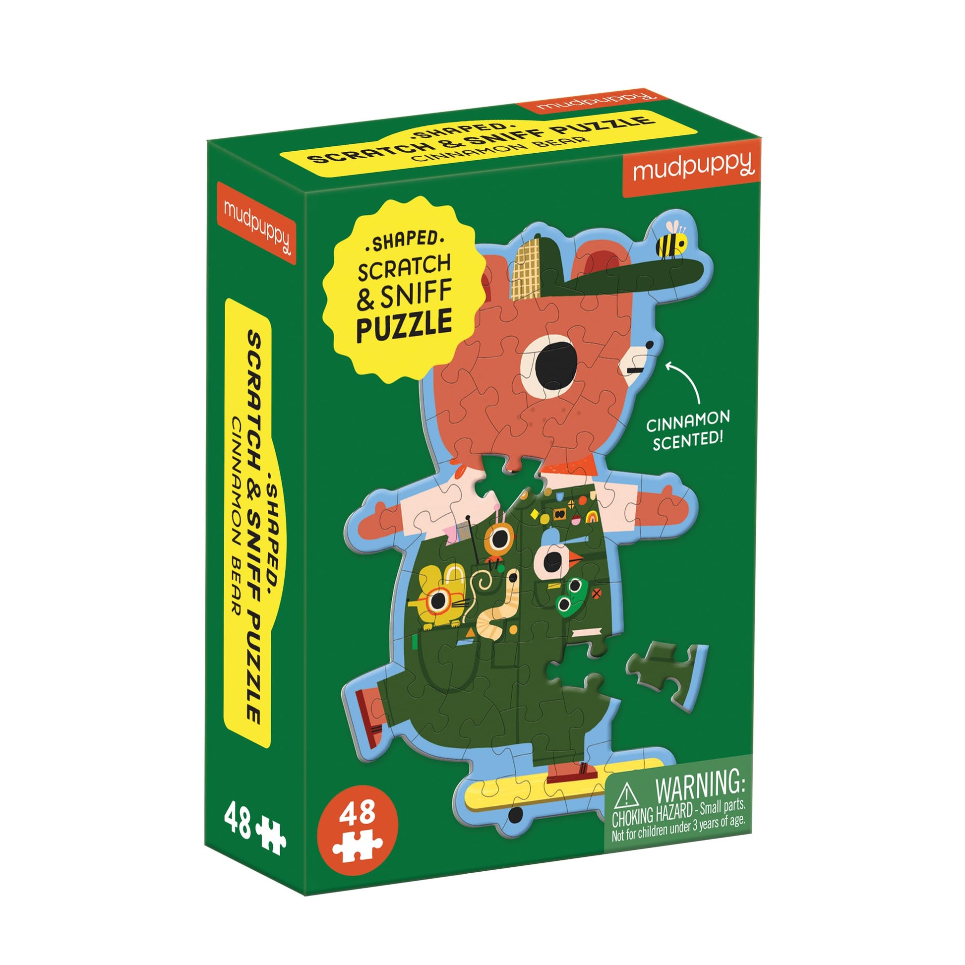Mudpuppy Cinnamon Bear 48 Piece Scratch and Sniff Shaped Mini Puzzle