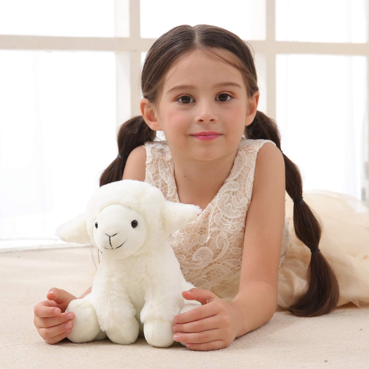 Apricot Lamb Toys Plush Cream Lamb Sheep Stuffed Animal With Fluffy Soft Ears (Cream Lamb, 8 Inches)