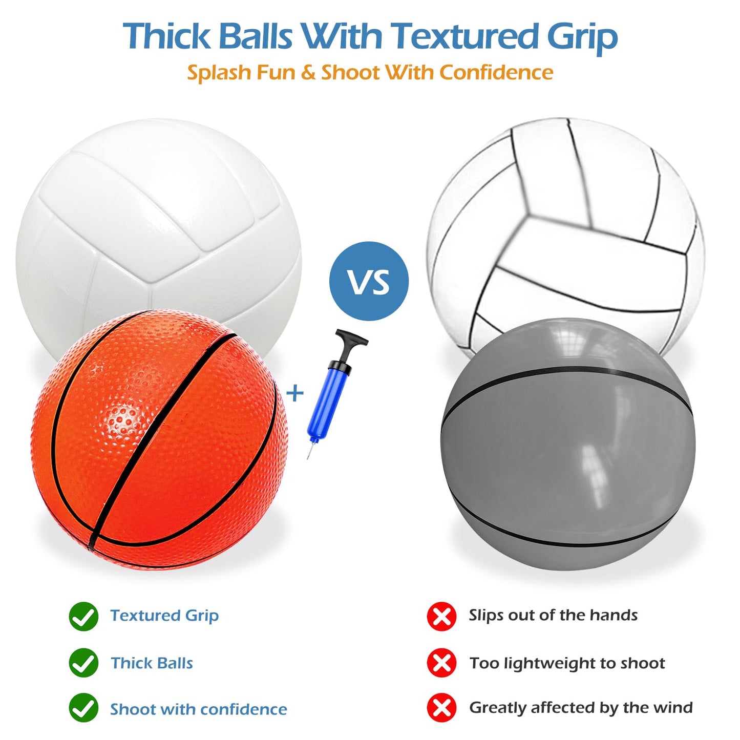 Jasonwell Pool Toys Games Set - 3 in 1 Pool Volleyball Net Basketball Hoop Ring Toss Game Inflatable Floats Water Floating Volle